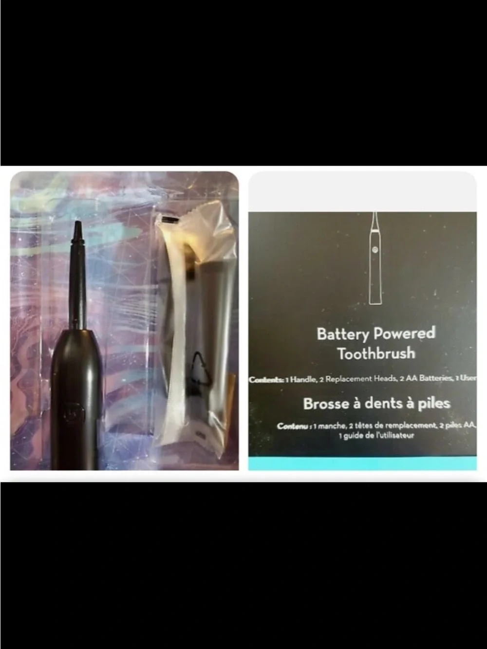 BLAQ Battery Powered Toothbrush Kit NEW Handle, 2 Heads, Batteries NEW $65